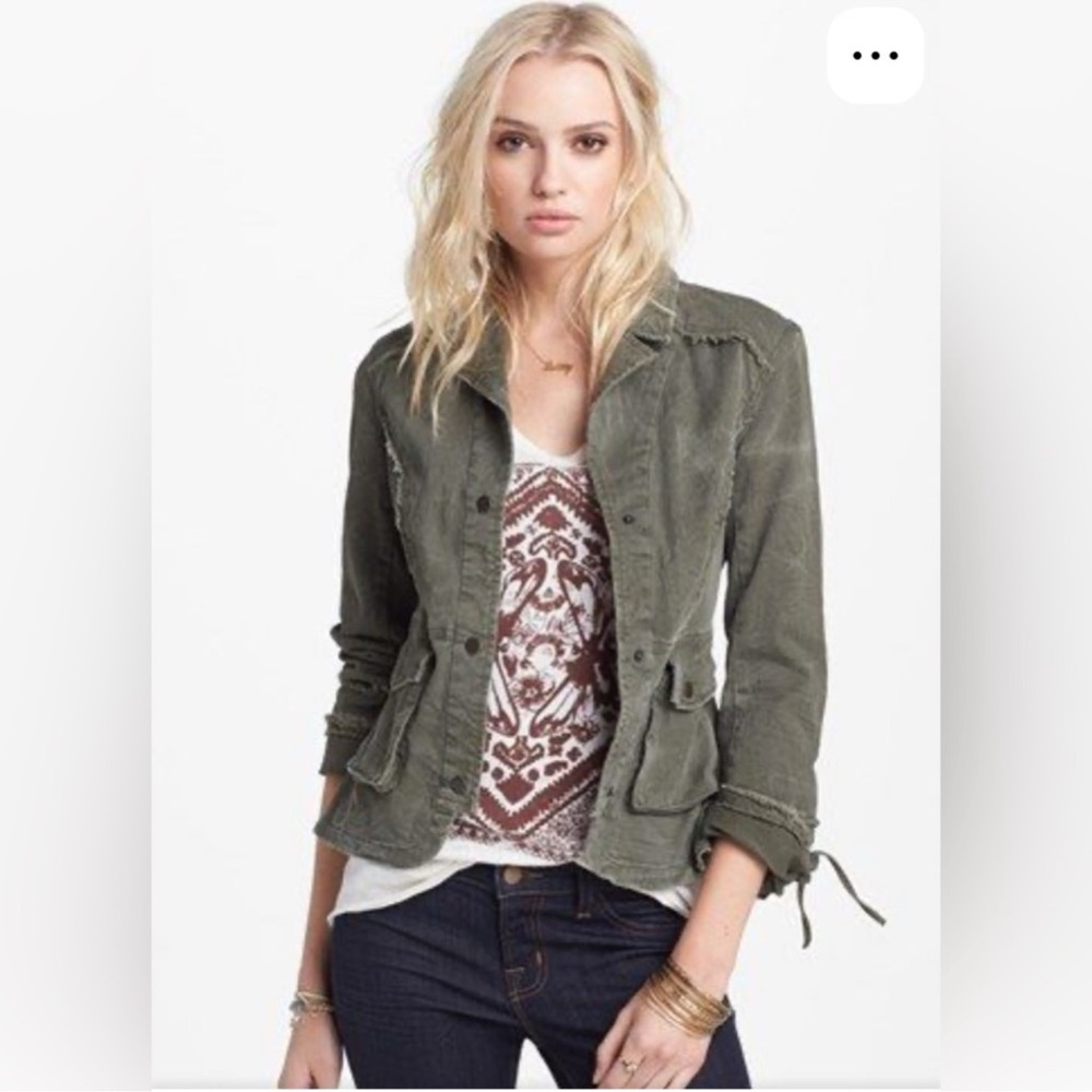 Free People Dark Olive Utility Army Jacket Size XS